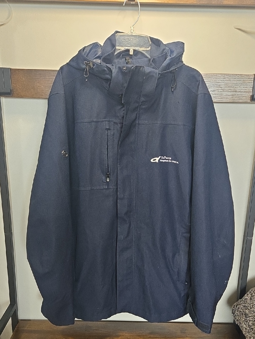 DaPonte Men's Navy Waterproof Hooded Raincoat